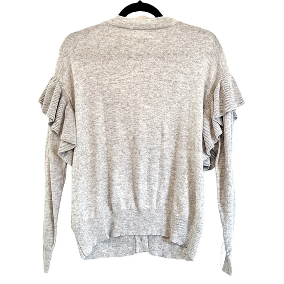 𝅺Line & Dot Eulalia Ruffle Sleeve Cardigan Sweater Light Gray - Picture 4 of 5